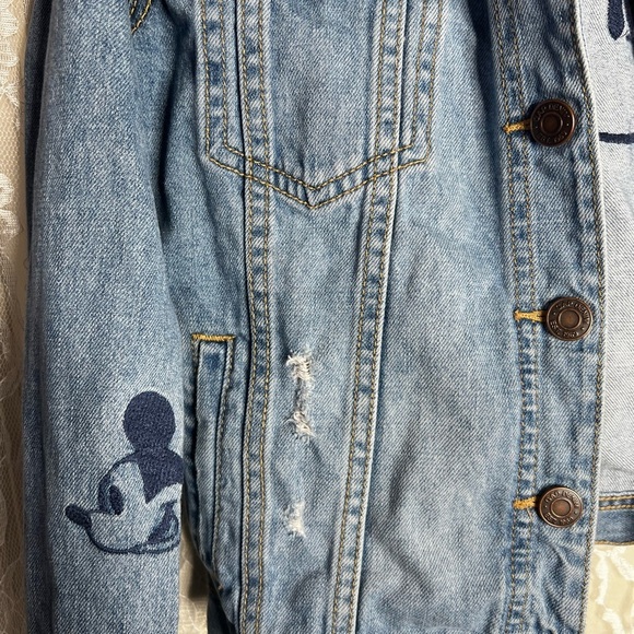 Mickey Mouse Disney Gap Kids Denim Distressed Jean Jacket - Picture 2 of 6